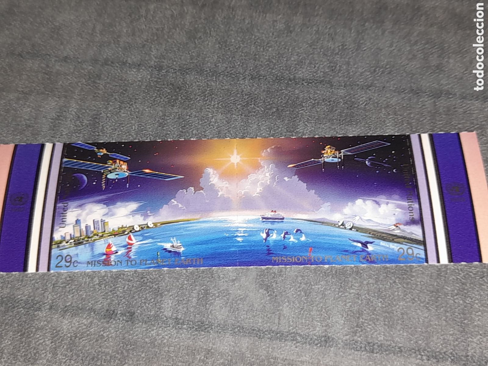 Sellos: Sello N. Unidas, N. York nuevo 1992. A&ntilde;o inter espacio. Cosmos. Sol. Sat&eacute;lite. Planeta. Astro.