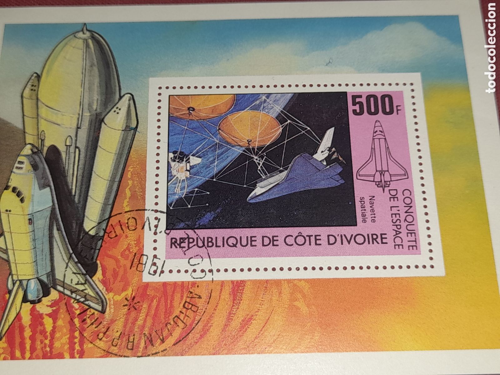 Sellos: HB Costa Mmarfil mtdo 1981. Conquista espacio. Transbordador. Vuelos. Planeta. Astro. Lanzadera. Coh