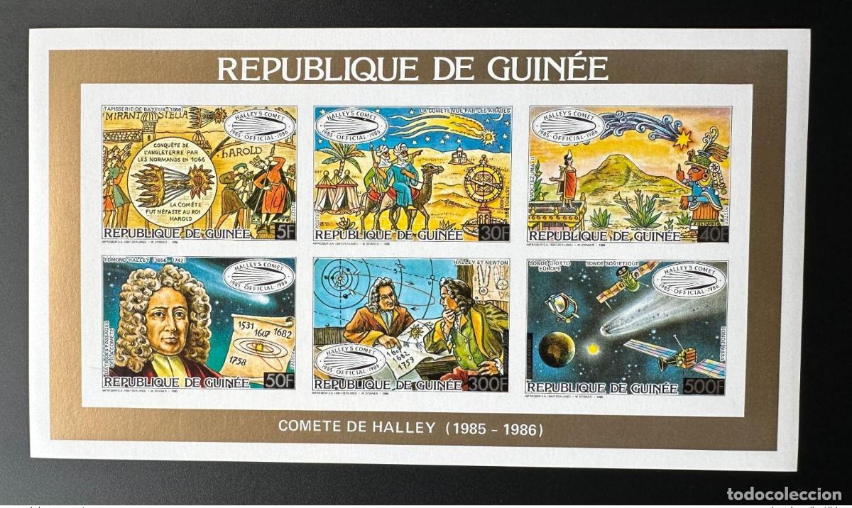 Timbres: Guinea 1986 Mi. 1106A 1111A Hoja Klb. ND IMPERF Space Halley Comet