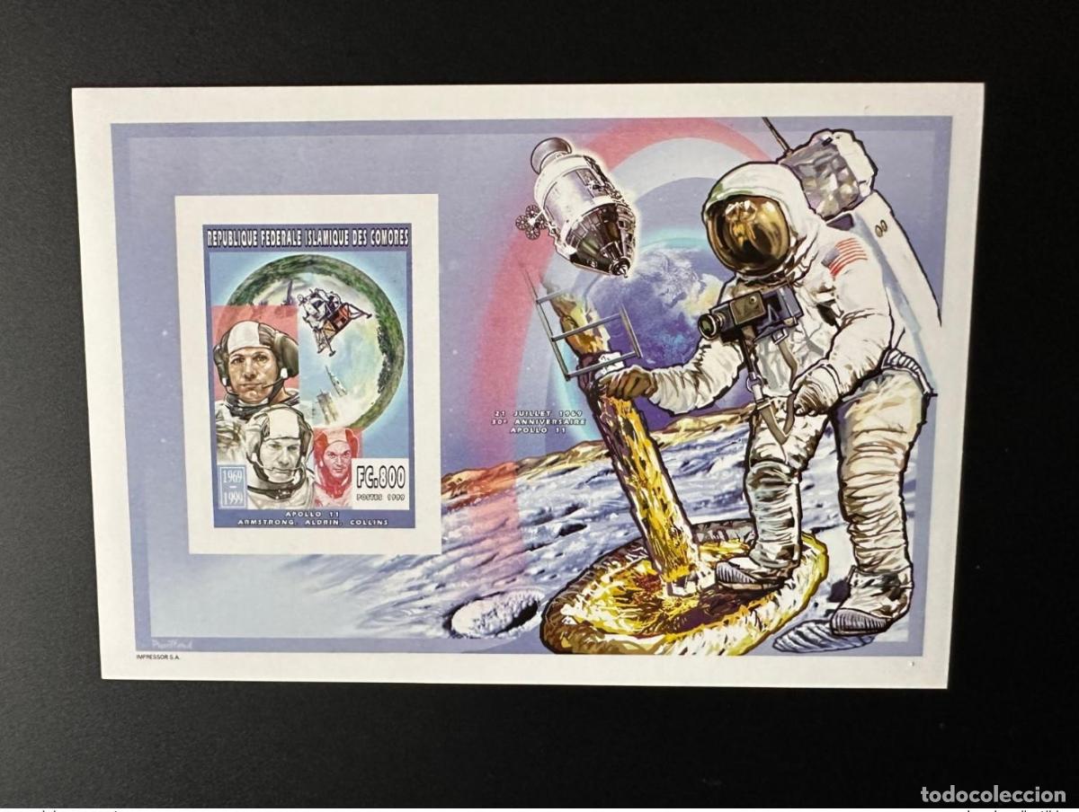 Sellos: Comoras 1999 YT 1124 ND Bloque de lujo Apolo 11 Space Armstrong Aldrin Collins