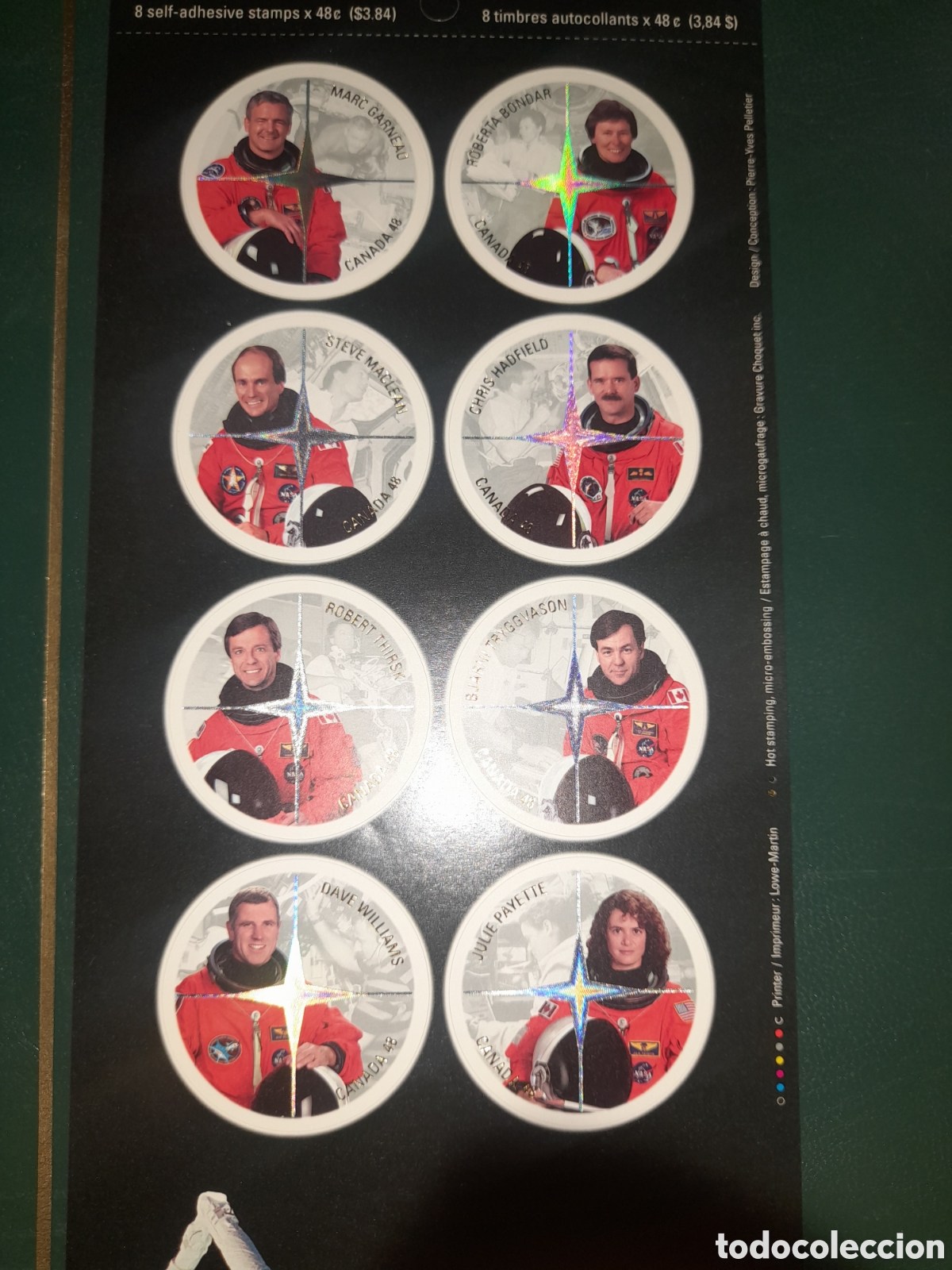 Sellos: Sello adhesivo Canad&aacute; nuevo/holog 2003. Astronautas Canad&aacute;. Espacio. Estaci&oacute;n. Vuelo. Astro Satelite