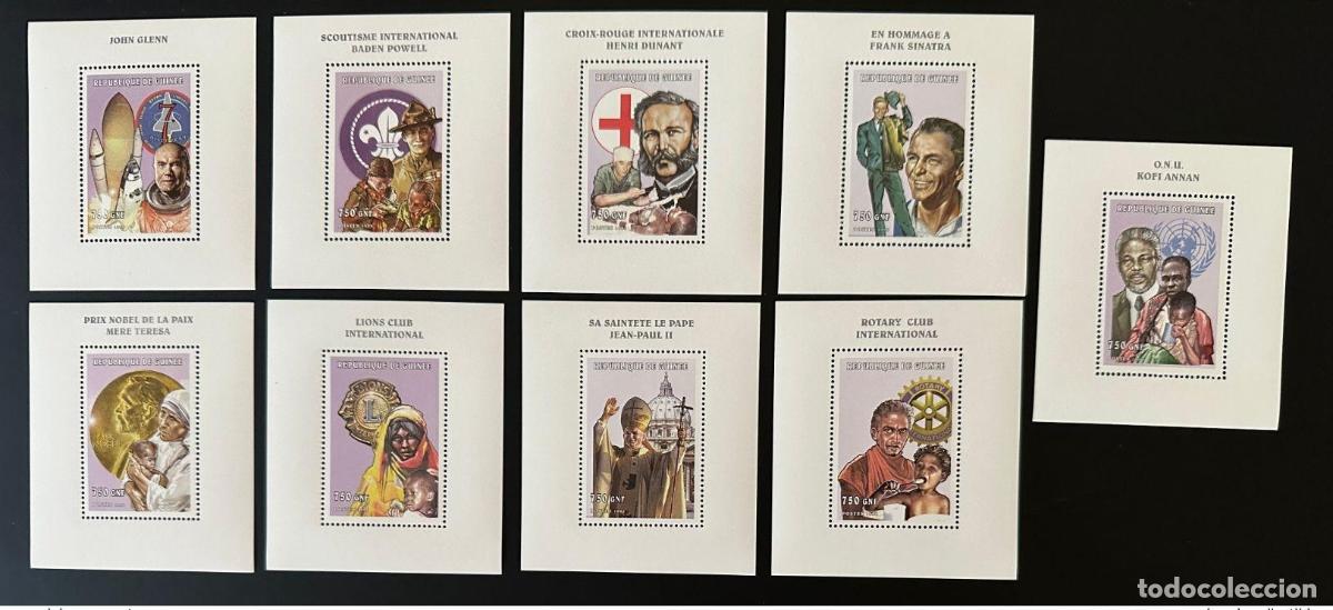 Sellos: Guinea 1998/1999 Mi. Bl. A-I 569 Papa Juan Pablo II Lions Rotary Dunant Space