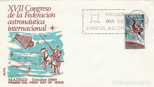 Sellos: EDIFIL 1749, FEDERACION ASTRONAUTICA INTERNACIONAL DON QUIJOTE EN CLAVILE&Ntilde;O PRIMER DIA DE 10-10-1966