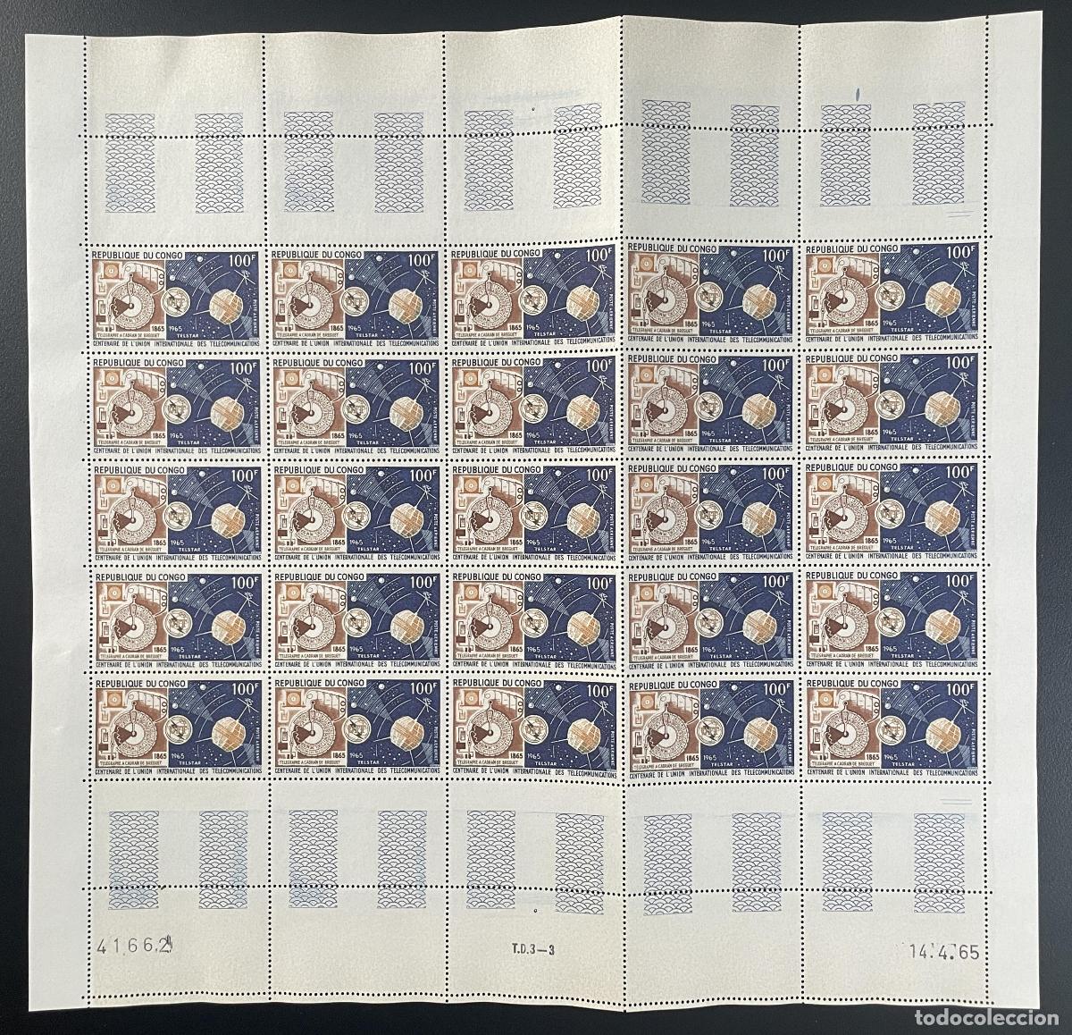 Sellos: Congo 1965 YT PA 28 tabl&oacute;n Espacio de telecomunicaciones por sat&eacute;lite Telstar la UIT