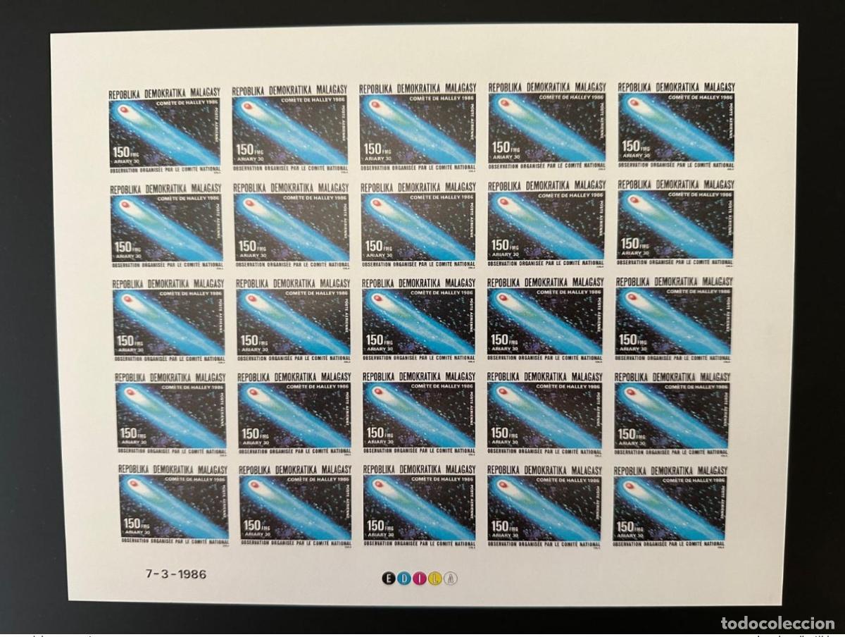 Sellos: L&aacute;mina Madagascar 1986 Mi. 1019 ND Space Halley Comet Komet