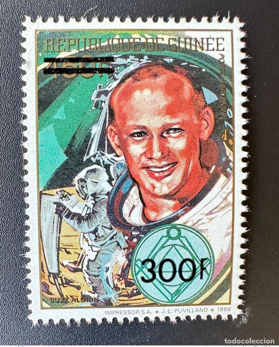 Sellos: Guinea 1991 Mi. 1338 sobrecargado Space Apollo Buzz Aldrin Moon nueve MNH**
