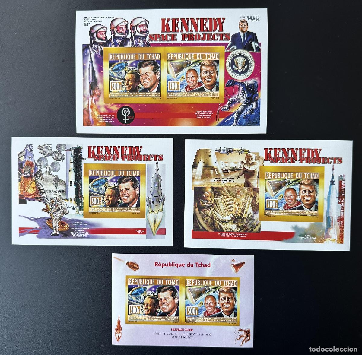 Sellos: Chad 2013 Mi. 2689 - 2690 Bl. 557 558 ND John F Kennedy Space Projects Apollo