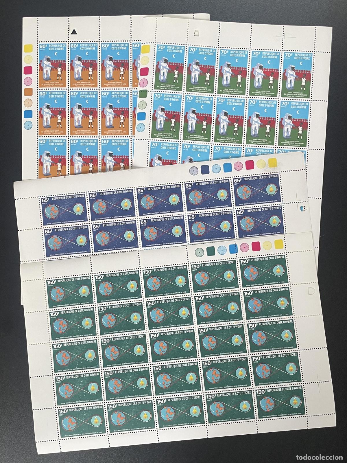 Sellos: Costa de Marfil 1980 YT 529-532 tabl&oacute;n Apolo 11 Astronauta espacial lunar