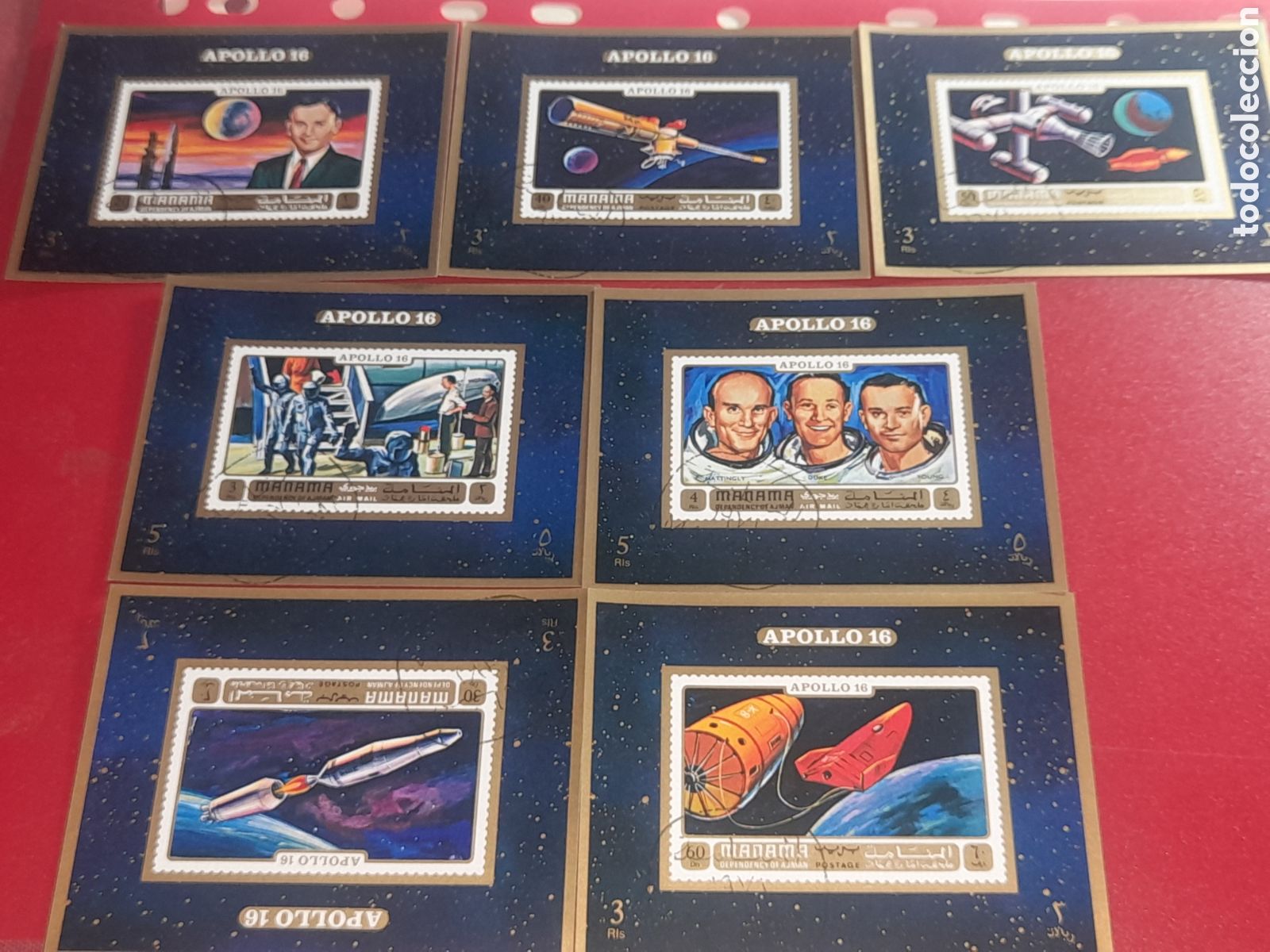 Sellos: HB Manama (E.A.U) mtdo 1972. Apollo 16. Espacio. Vuelos. Astronautas. Cohetes. Estaci&oacute;n. Sat&eacute;lite. L
