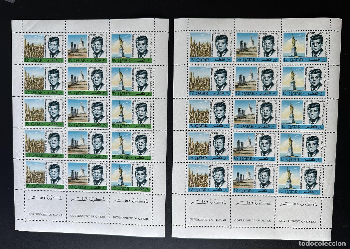 Briefmarken: Catar 1966 Mi. Bl.128 - 134 Estatua en memoria de Kennedy la Libertad Espacio Nueva York