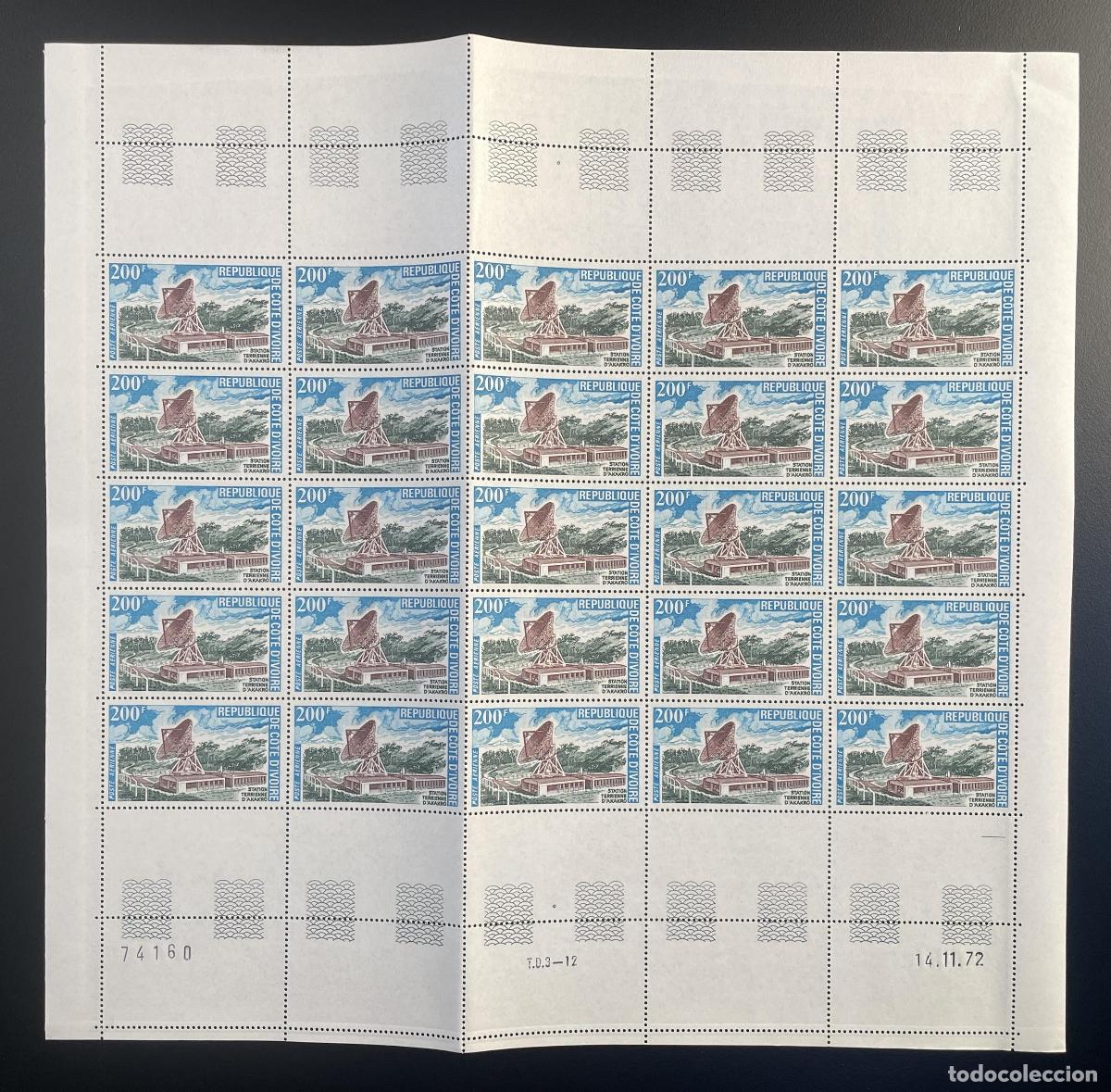 Timbres: Costa de Marfil 1972 Estaci&oacute;n terrena satelital YT PA 60 tabl&oacute;n Akakro
