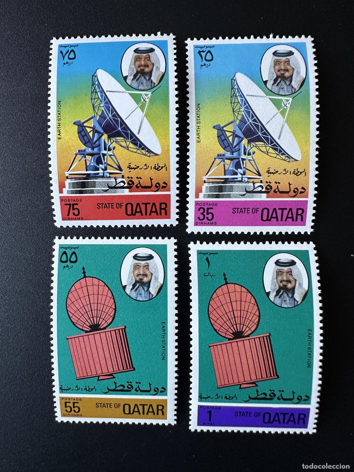 Sellos: Qatar 1976 Mi. 673 - 676 Antenas de sat&eacute;lites telecomunicaciones Estaci&oacute;n terrestre