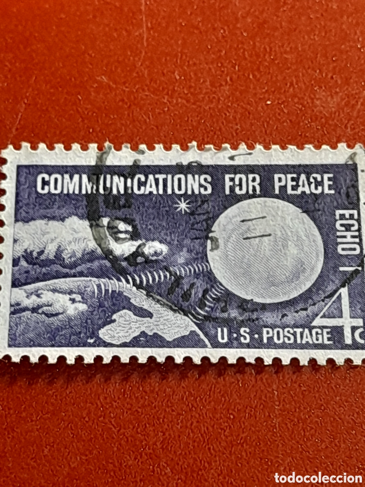 Sellos: Sello Estados Unidos mtdo/udo 1960. Sat&eacute;lite Echo I. Comunicaciones por paz. Espacio. Planeta. Tierr