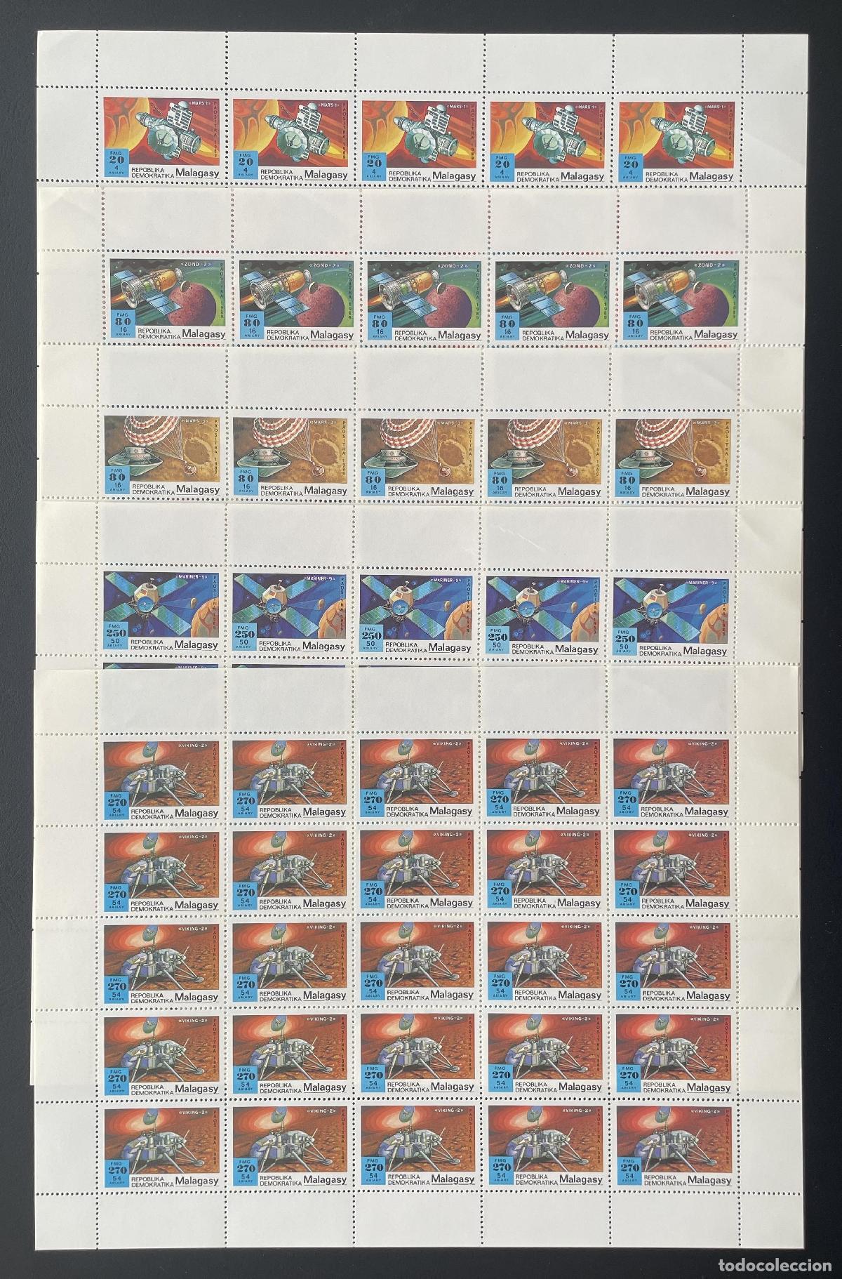 Sellos: Madagascar 1989 YT 929-933 bloque espacio Marte Zond Mariner Viking