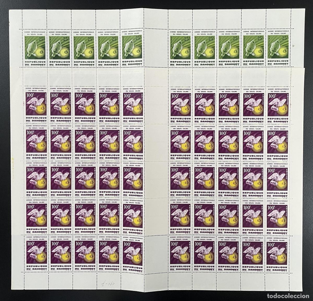 Sellos: Dahomey 1964 YT 216-217 tabl&oacute;n A&ntilde;o Internacional Sun Calm space