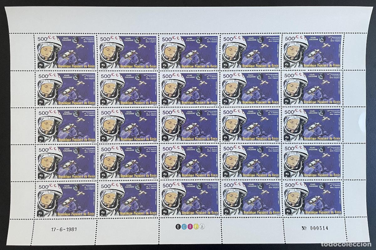 Sellos: Ben&iacute;n 1981 YT 523 a bordo de Yuri Gagarin astronauta cosmos espacial