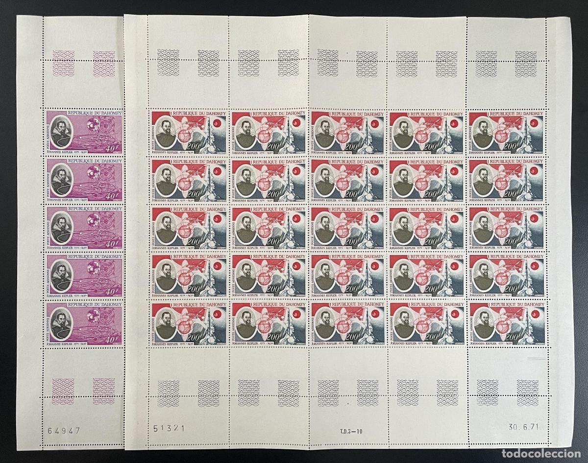 Stamps: Dahomey 1971 YT PA 145-146 tabl&oacute;n Kepler astr&oacute;nomo astronom&iacute;a espacial