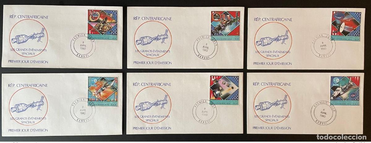 Sellos: Eventos del primer d&iacute;a en &Aacute;frica Central 1980 Mi. 663 - 668 FDC NASA Voyager ESA