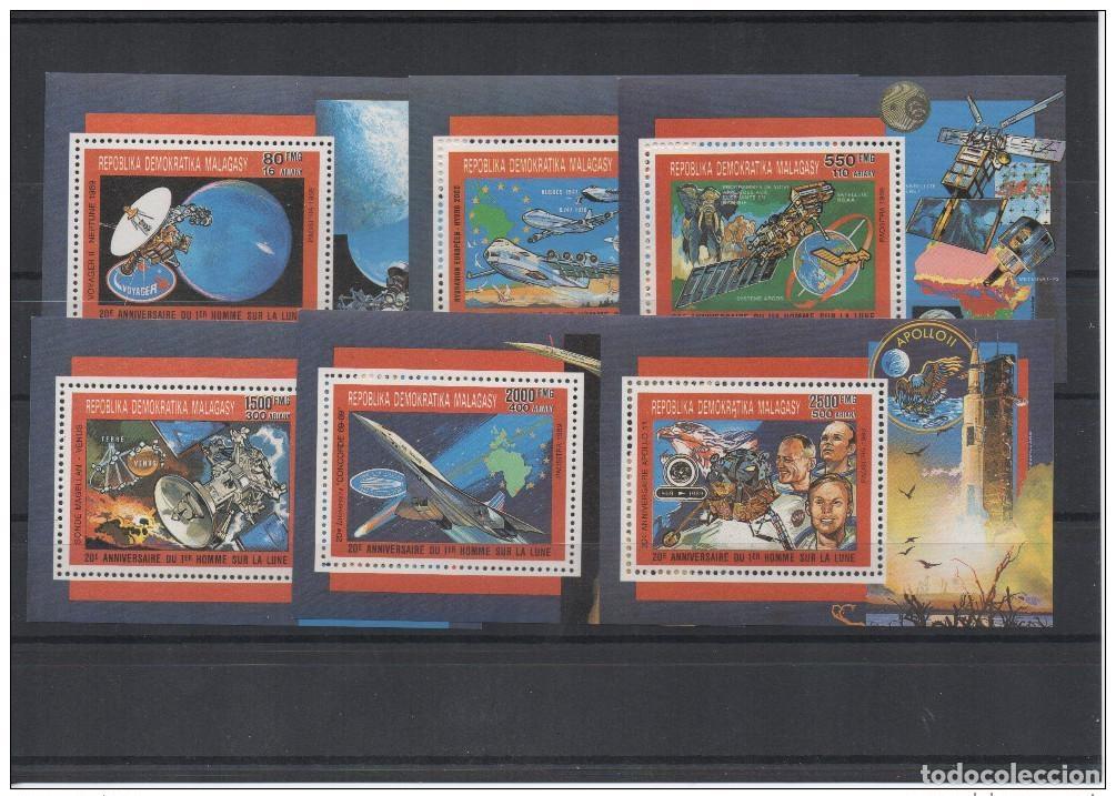 Sellos: Madagascar 1989 Space Moon Concorde Apolo II Armstrong Mi. No. 133-138