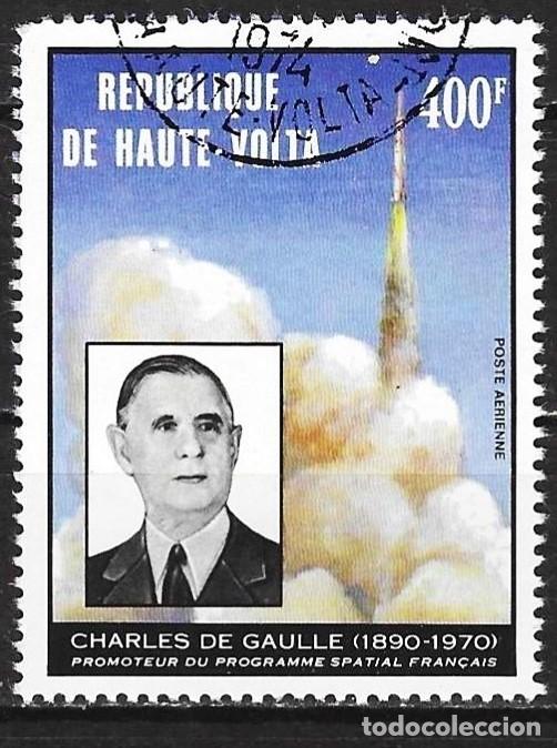 Sellos: Alto Volta 1974 - Mi 508 - YT xxx - De Gaulle y el programa espacial franc&eacute;s
