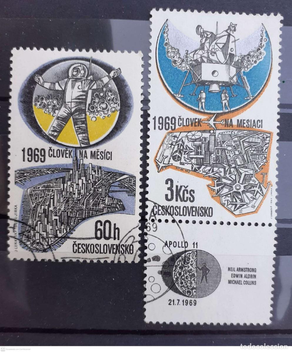 Sellos: CHECOSLOVAQUIA n&ordm; 1735&ordm; y correo a&eacute;reo n&ordm; 71&ordm; El hombre en la luna. Apolo XI. Serie completa
