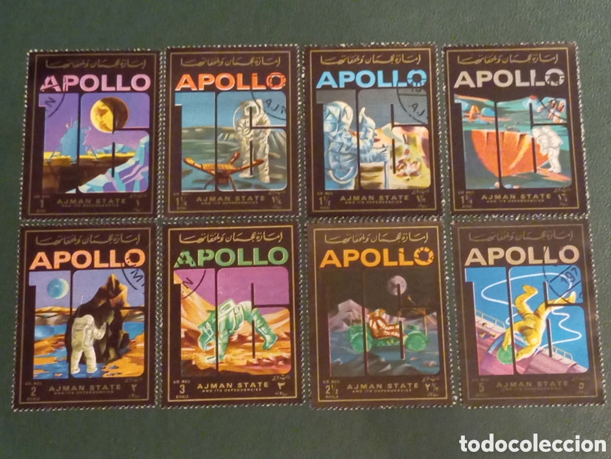 Sellos: Serie de sellos &rdquo;Apollo 16&rdquo;, Ajman State (Emiratos &Aacute;rabes), c. 1971&ndash;1973