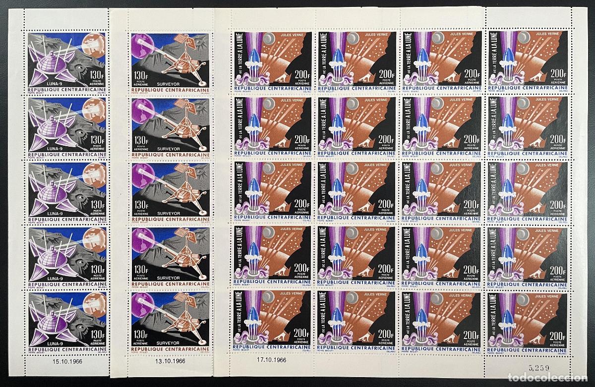 Sellos: Centroafricano 1966 YT PA 39-41 tabl&oacute;n space Luna Astronautical Surveyor