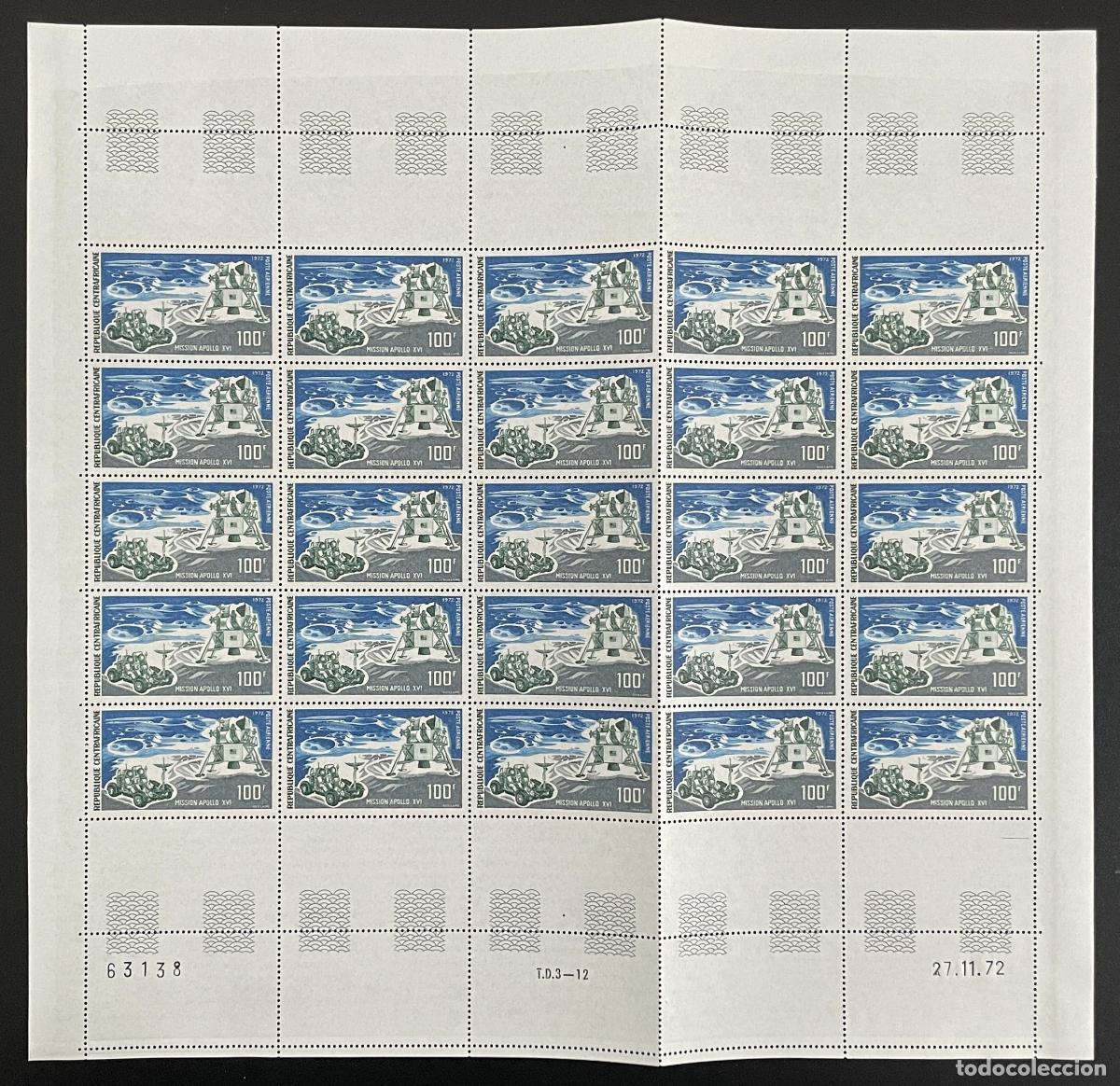 Sellos: Centroafricana 1972 YT PA 107 tabl&oacute;n Misi&oacute;n espacial Apolo XVI espacio