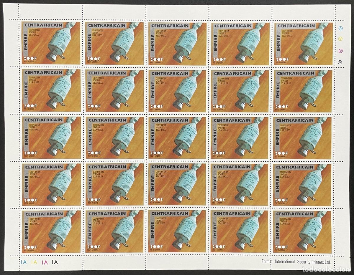 Sellos: Centroafricano 1977 YT PA 164 sobrecargado tabl&oacute;n cooperaci&oacute;n espacial EE. UU. URSS