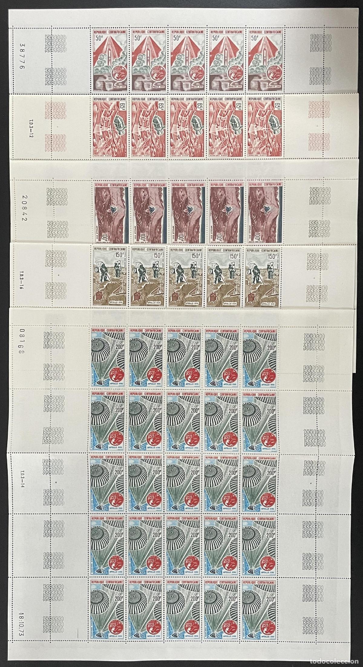 Sellos: Centroafricano 1973 YT PA 124-128 tabl&oacute;n Espace space Raumfahrt Apolo XVII