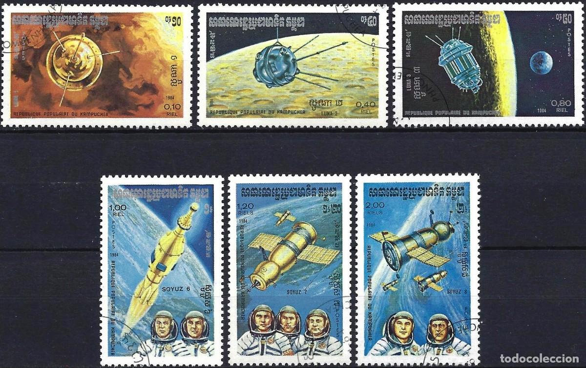 Sellos: Kampuchea 1984 - Mi 560 a 565 - YT 456 a 461 - La conquista del espacio