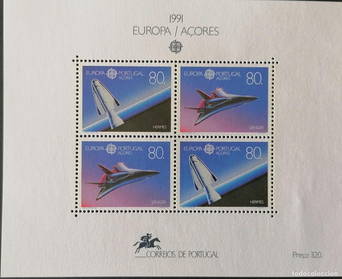 Sellos: AZORES 1991 - HB CEPT / ASTRONAUTICA . VER FOTO .