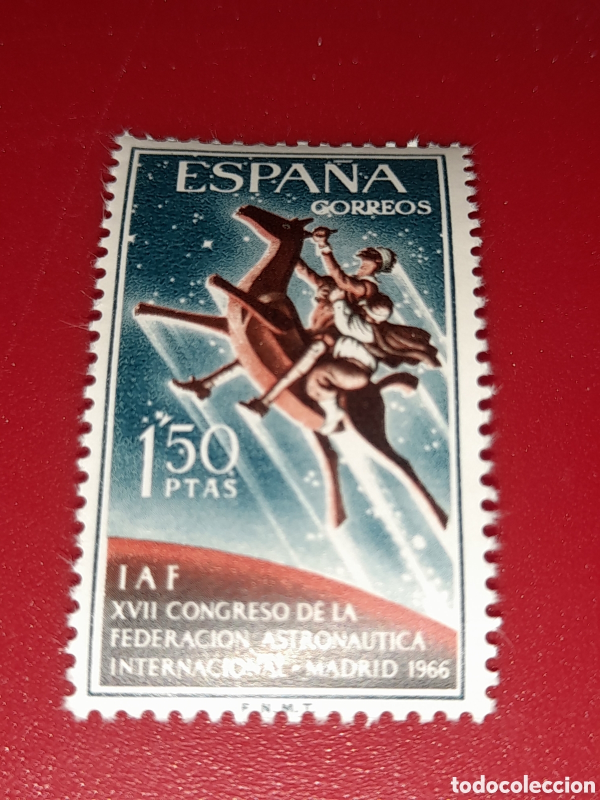 Sellos: Sello Espa&ntilde;a nuevo 1966. 17 Congreso Astron&aacute;utica inter. Caballo. Cielo. Espacio. Astronom&iacute;a. Fauna.