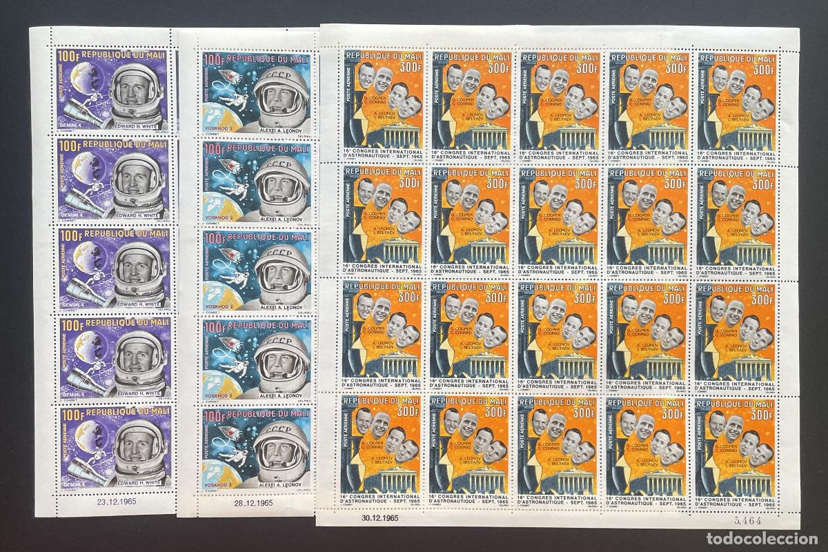 Timbres: Mali 1966 YT PA 33-35 tabl&oacute;n astronautas Gemini Voskhod Leonov