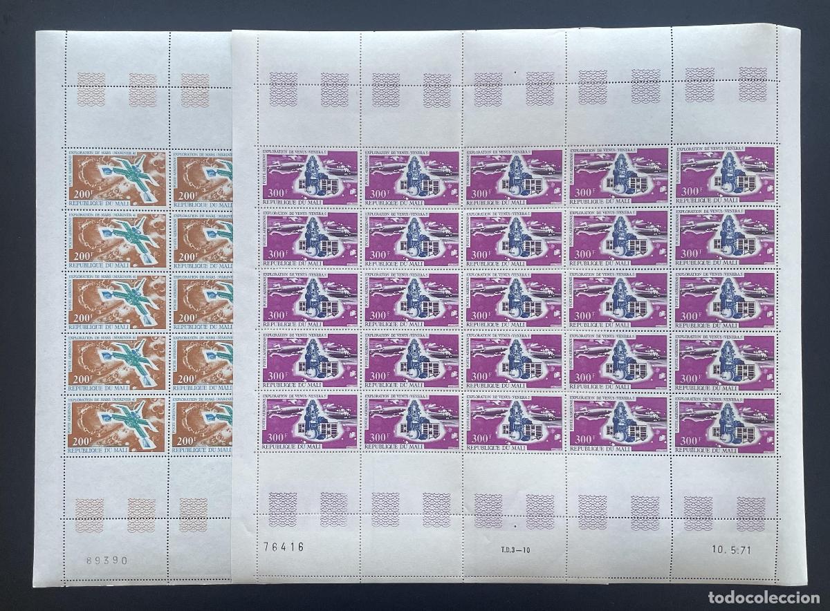 Sellos: Mali 1971 YT PA 127-128 bloque exploraci&oacute;n Marte Venus espacio sonda