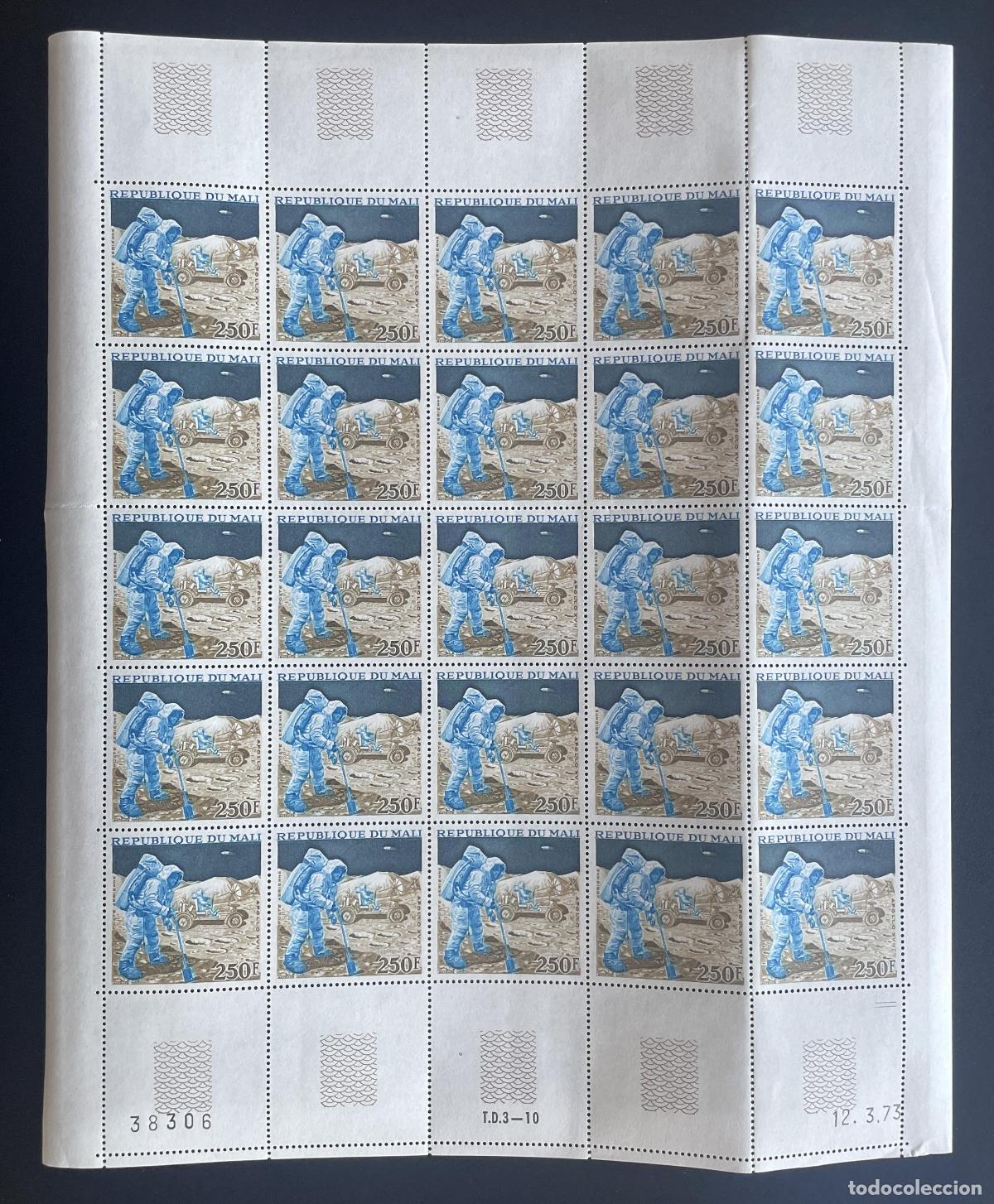 Sellos: Mali 1973 YT PA 176 bloque astronauta Luna exploraci&oacute;n espacial Apollo