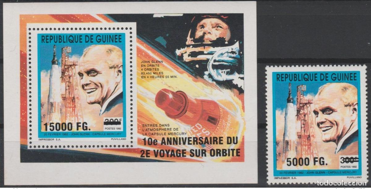 Briefmarken: Guinea 2008 Mi. 6309 Bl. 1646 Sobrecargado Space Mercury John Glenn EE. UU.