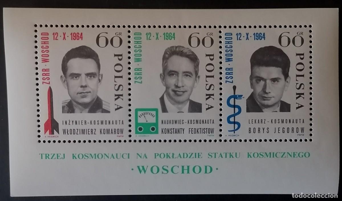 Sellos: POLONIA 1964 - HB ASTRONAUTAS / VOSCHOD .