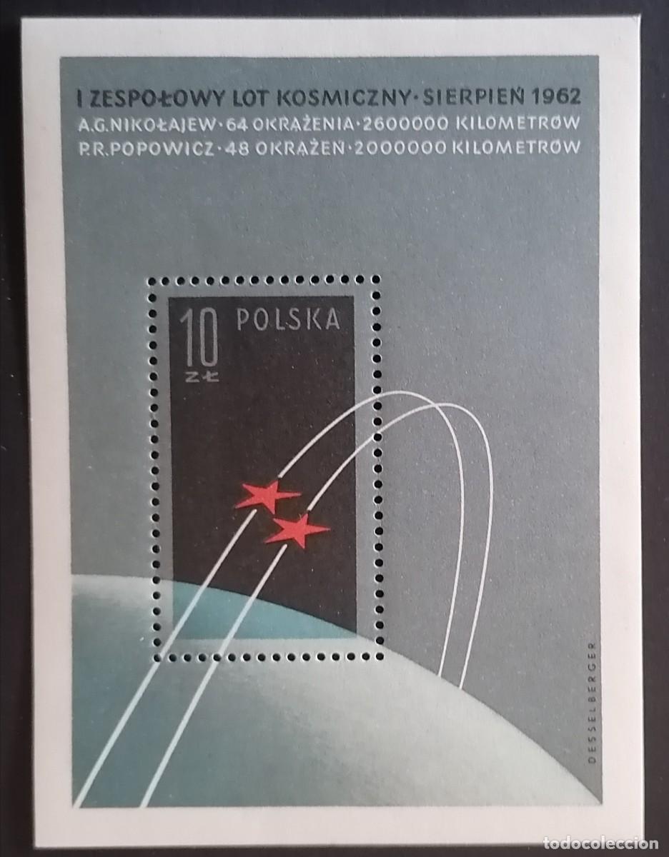 Sellos: POLONIA 1962 - HB VUELO ESPACIAL .