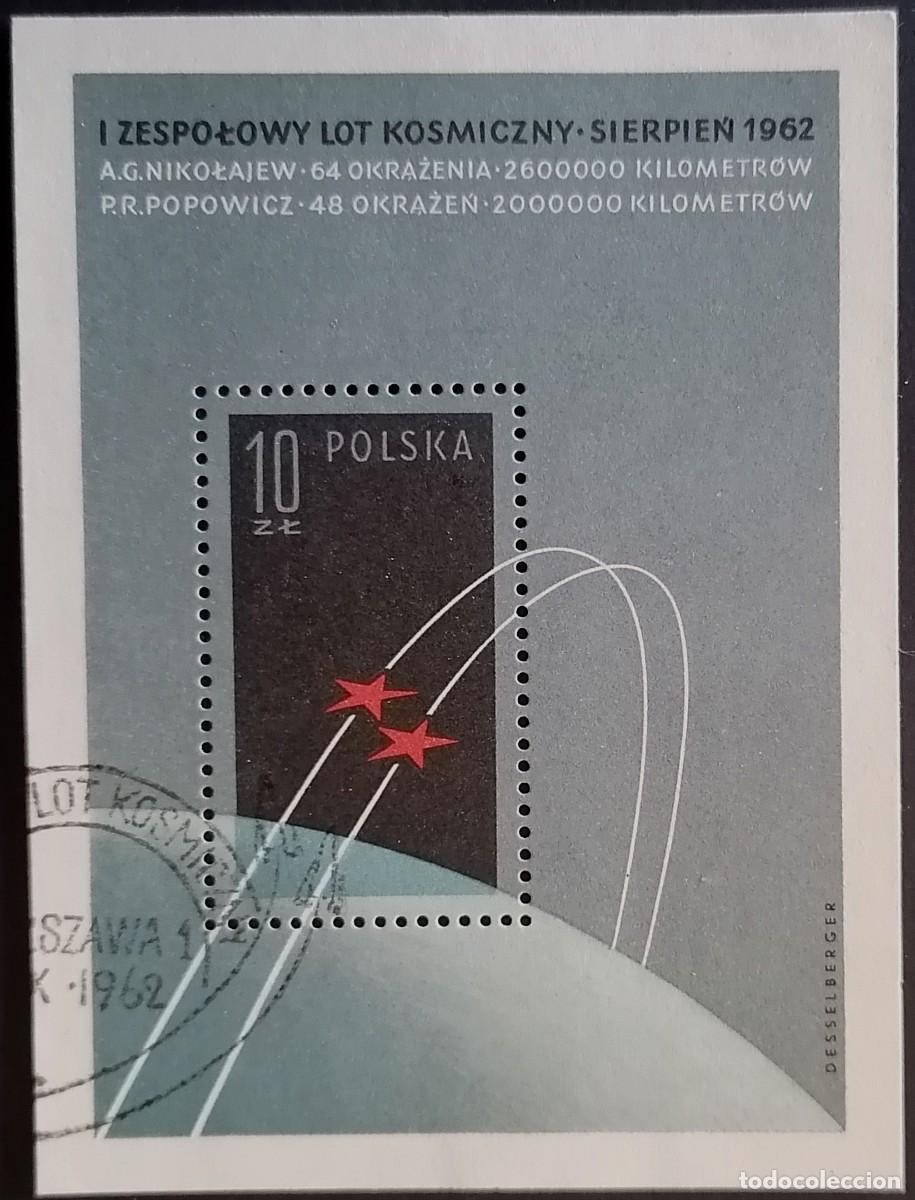 Sellos: POLONIA 1962 - HB VUELO ESPACIAL .