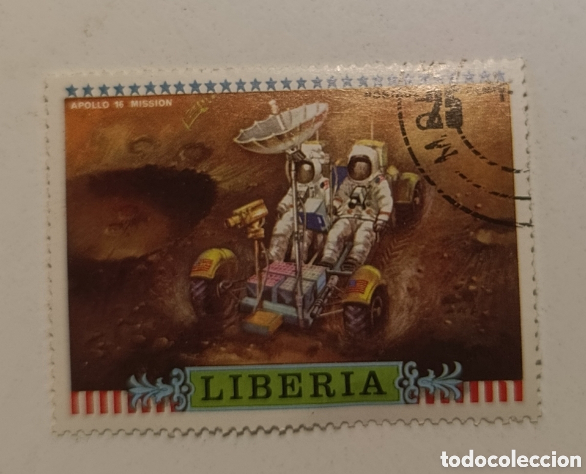 Sellos: LIBERIA sello Apollo 16 mission conquista del espacio