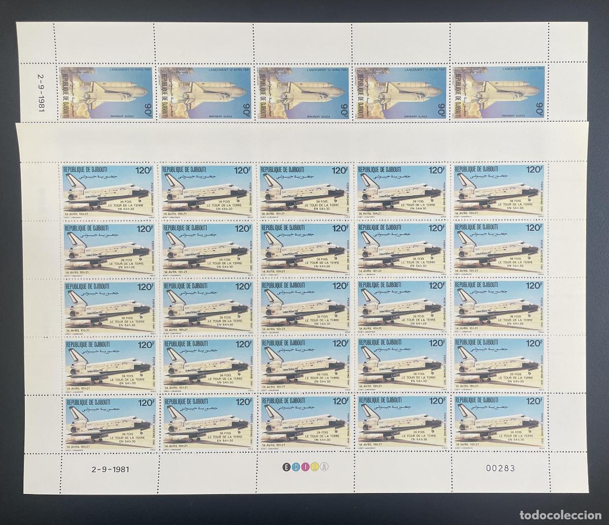 Stamps: Yibuti 1981 YT PA 155-156 bloque lanzadera espacial Columbia