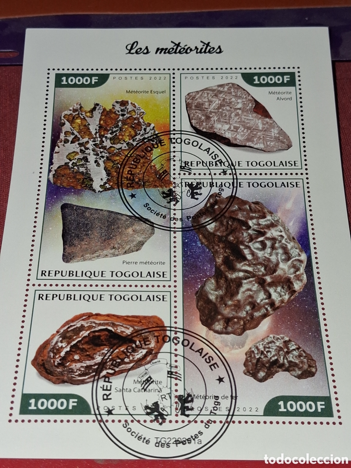 Sellos: HB Togo mtdo 2022. Meteoritos. Asteroides. Rocas. Espacio. Minerales.