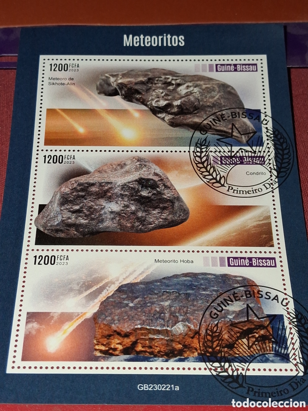 Sellos: HB Guinea Bissau mtdo 2023. Meteoritos. Asteroides. Astros. Espacio. Rocas. Planeta