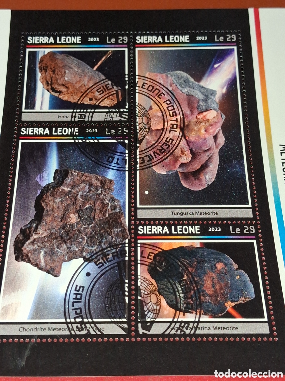 Sellos: HB Sierra Leona mtdo 2023. Meteoritos. Asteroides. Rocas. Espacio. Minerales. Astros.
