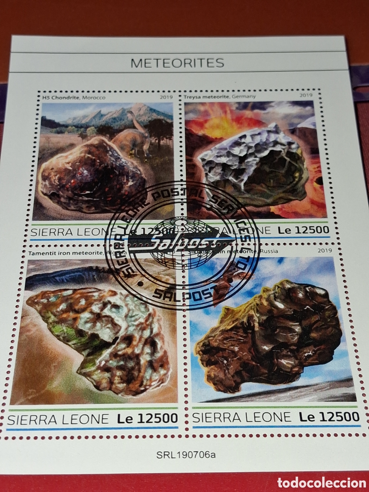 Sellos: HB Sierra Leona mtdo 2019. Meteoritos. Asteroides. Rocas. Espacio. Minerales. Astros.