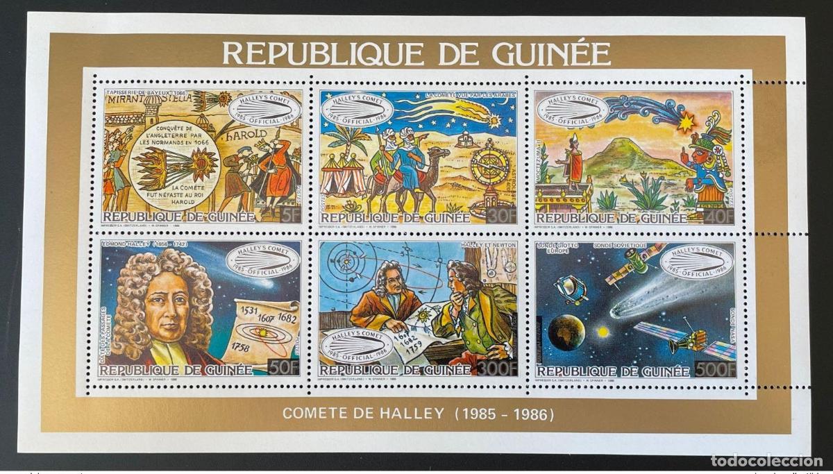 Stamps: Guinea 1986 Mi. 1106A 1111A Ficha colectiva Espace Com&egrave;te Halley Comet