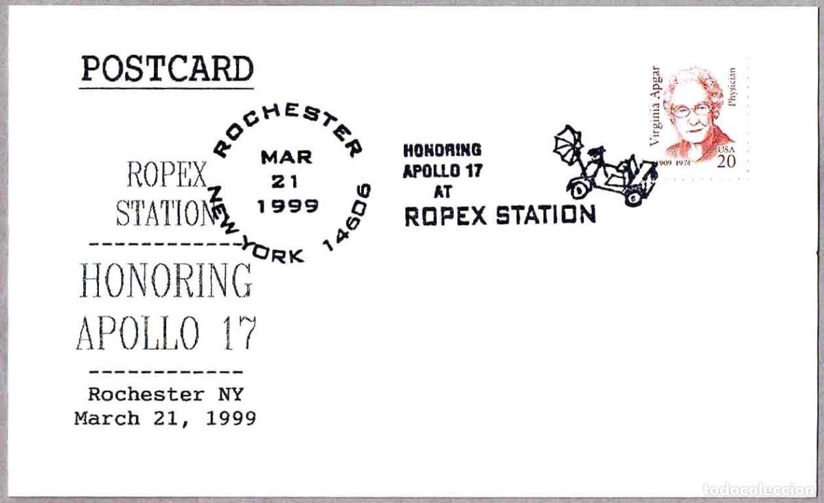 Sellos: Matasellos ASTROFILATELIA - RECORDANDO AL APOLO 17. Rochester NY, Estados Unidos, 1999