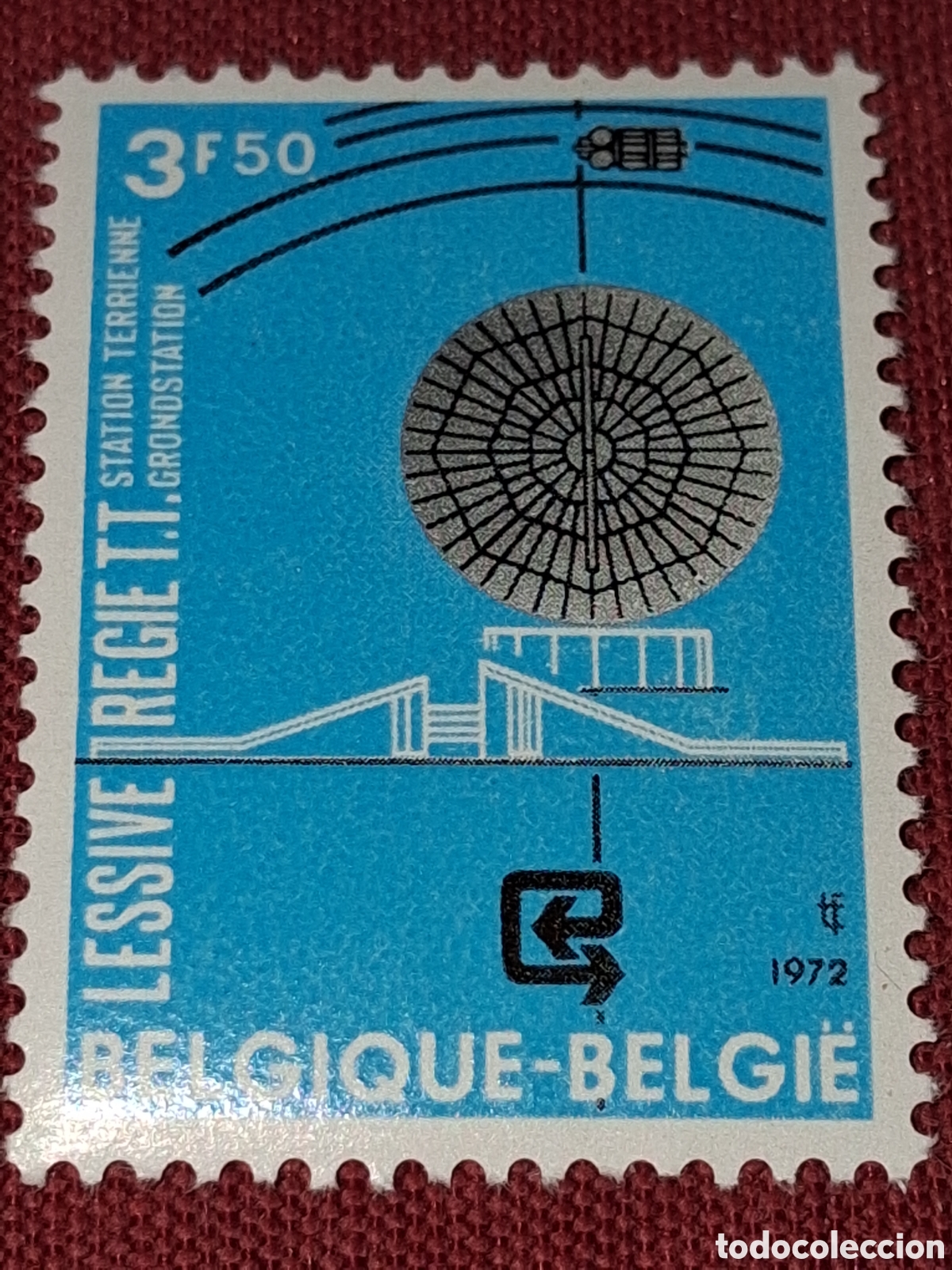Sellos: Sello B&eacute;lgica nuevo 1972. Sat&eacute;lite terrestre telecomunicaciones. Espacio. Antena.