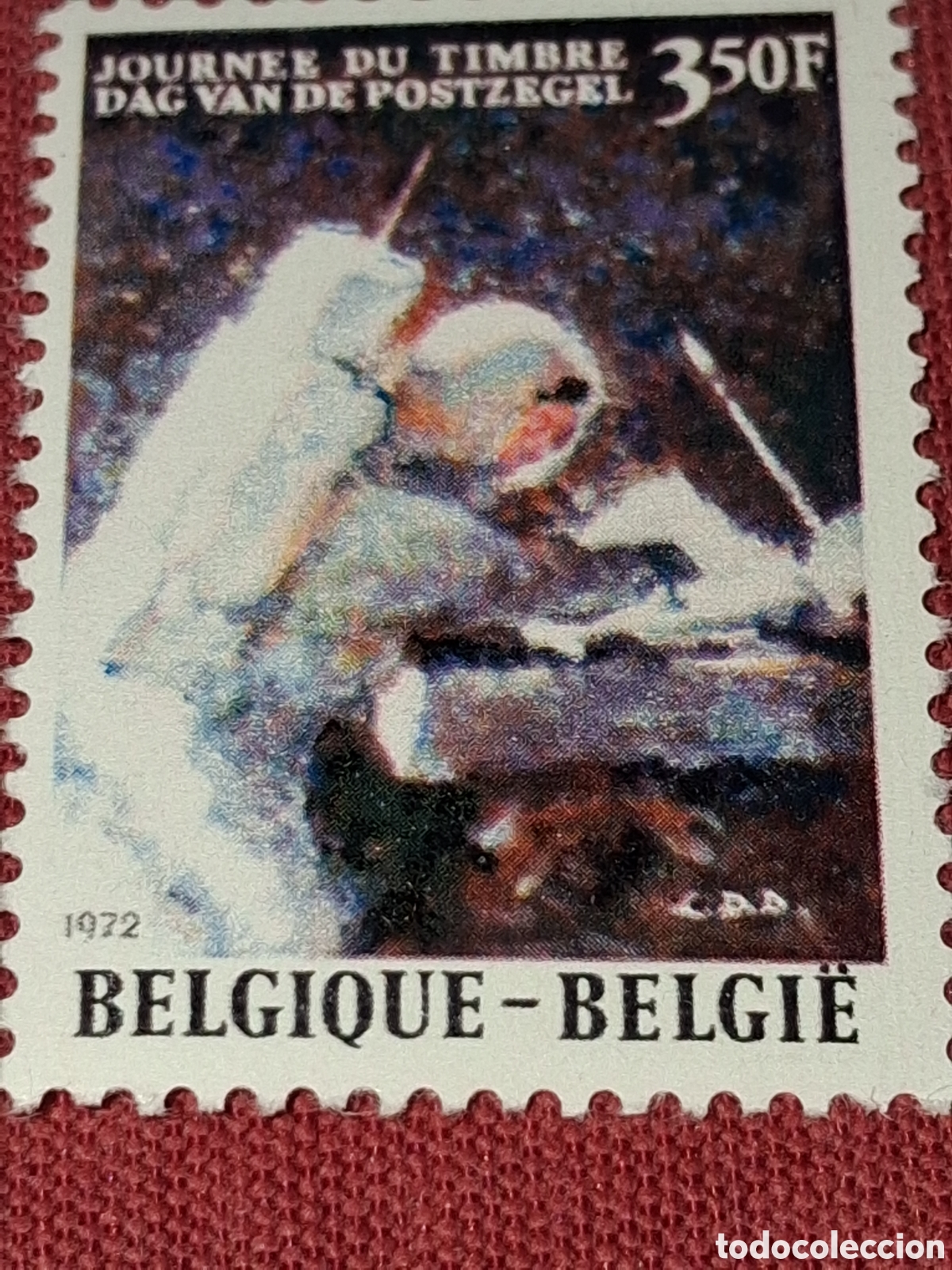 Sellos: Sello B&eacute;lgica nuevo 1972. D&iacute;a sello. David Randolph en la,Luna. Espacio. Astronauta. Coleccionismo
